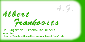 albert frankovits business card